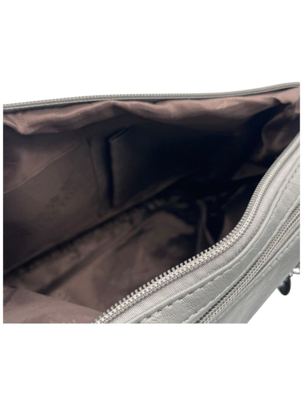 Mei Ya Shi Dun Gray Shoulder Crossover Purse 4 Zippered & 2 Snap Magnet Pockets - Picture 12 of 13